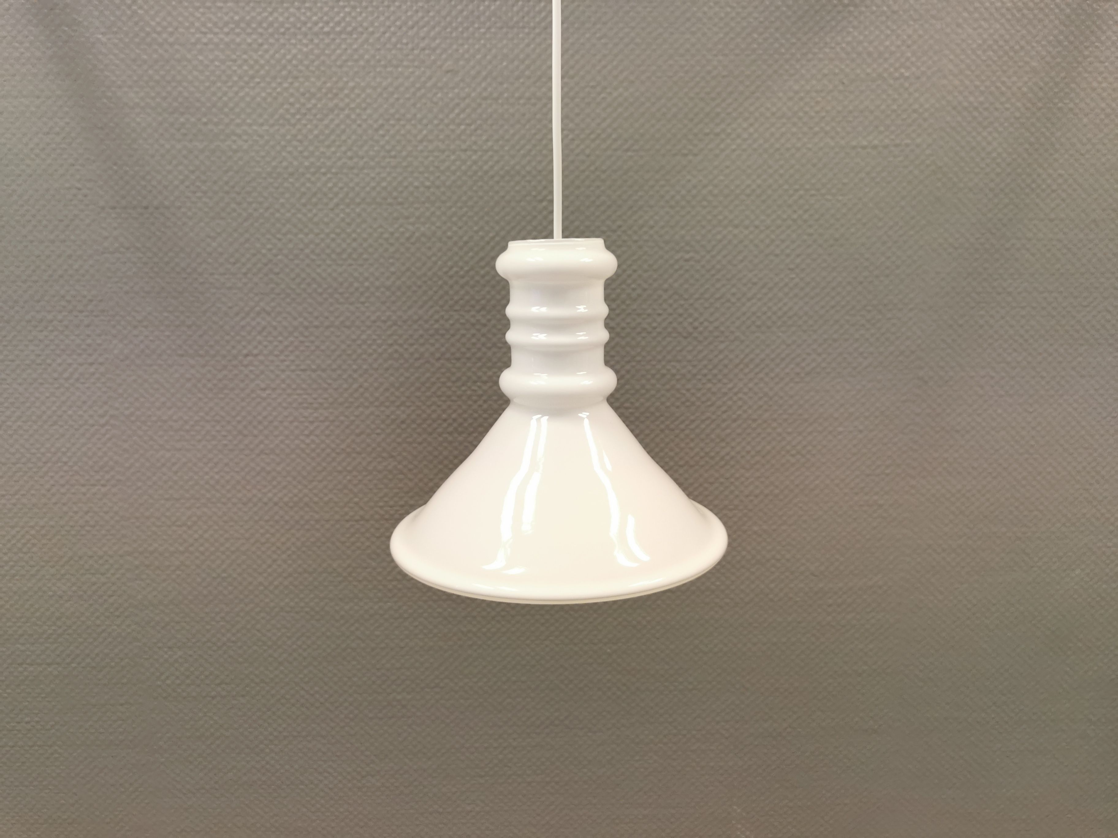 Older glass hanging lamp from Danish Holmegaard, model Apoteker lamp from the 1980s.
