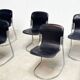 Set of six Willy Rizzo dining chairs in black leather
