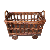 Small wicker wheeled cart