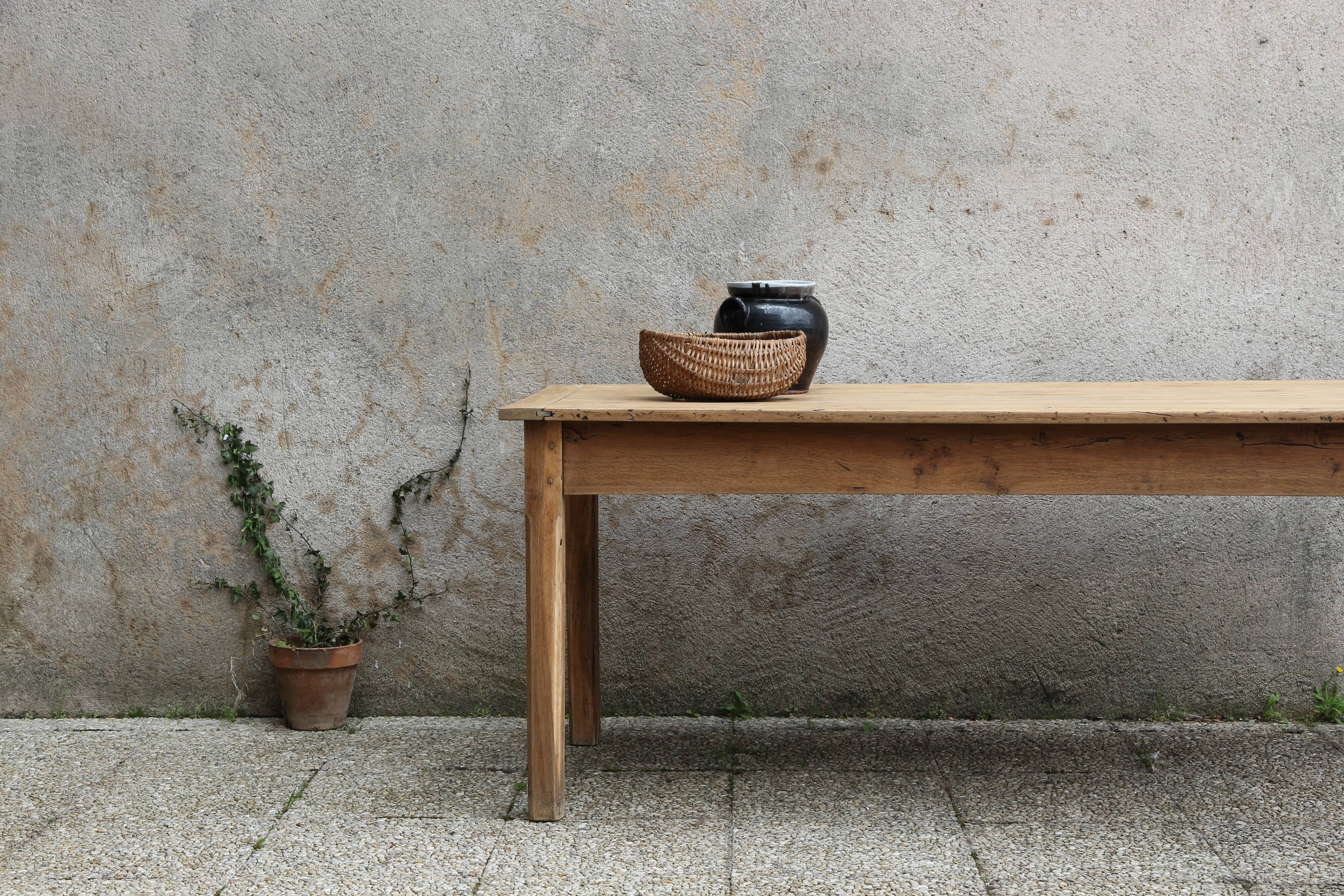 Antique solid oak farm table 180 cm long