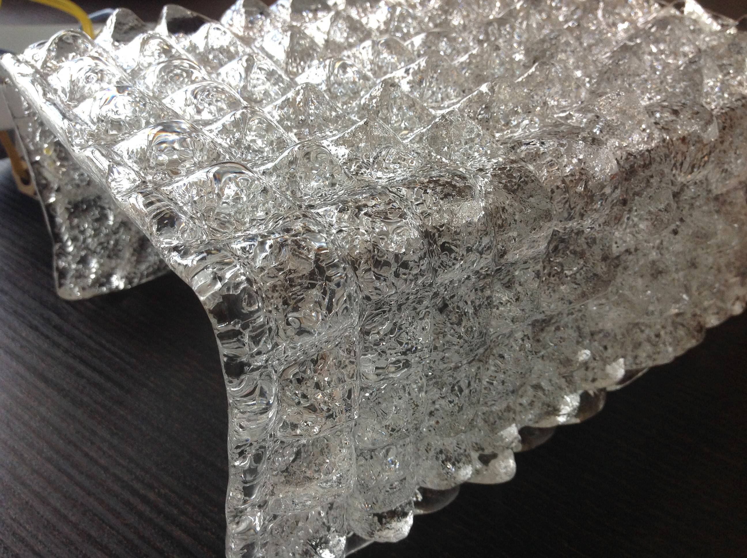 Wall lamp in ice glass and diamond tips / vintage 60s-70s