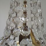 French Empire Style Bronze Single Montgolfier Crystal Basket Chandelier