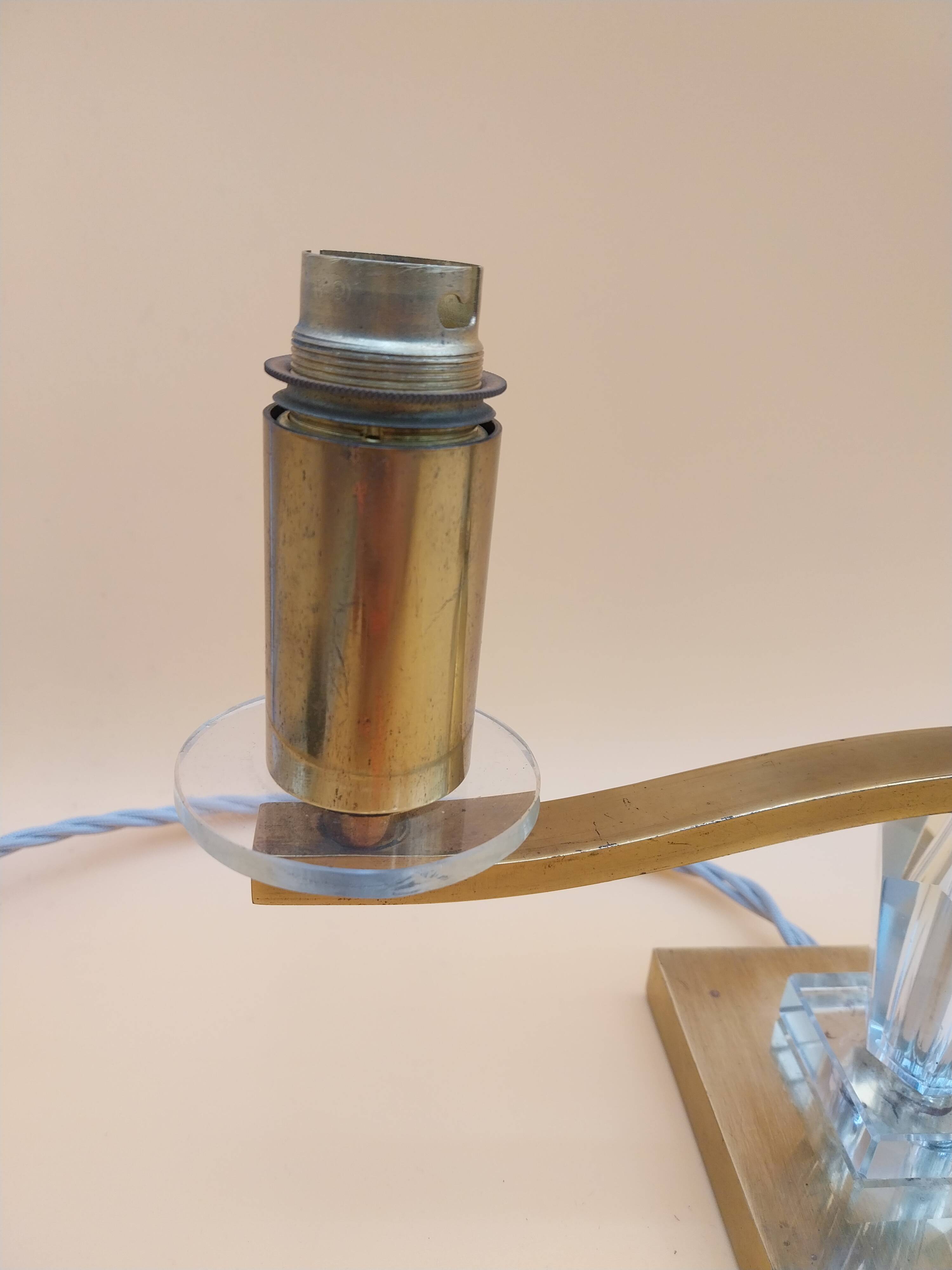 Art Deco lamp pair in brass and glass