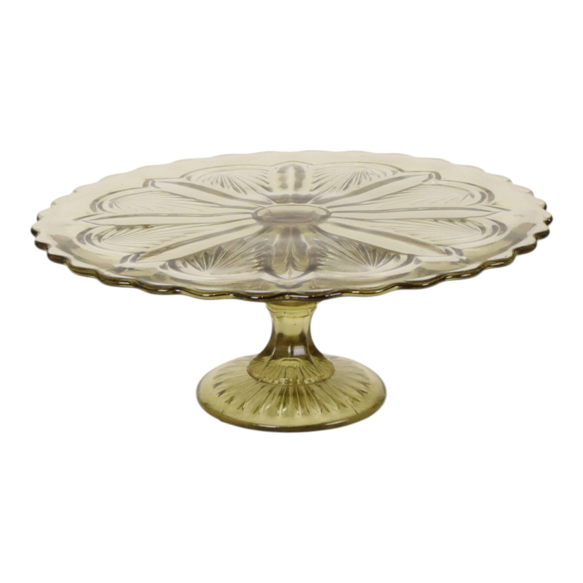 Art Deco Pressed Glass Cake/Pastry Platter 27cm