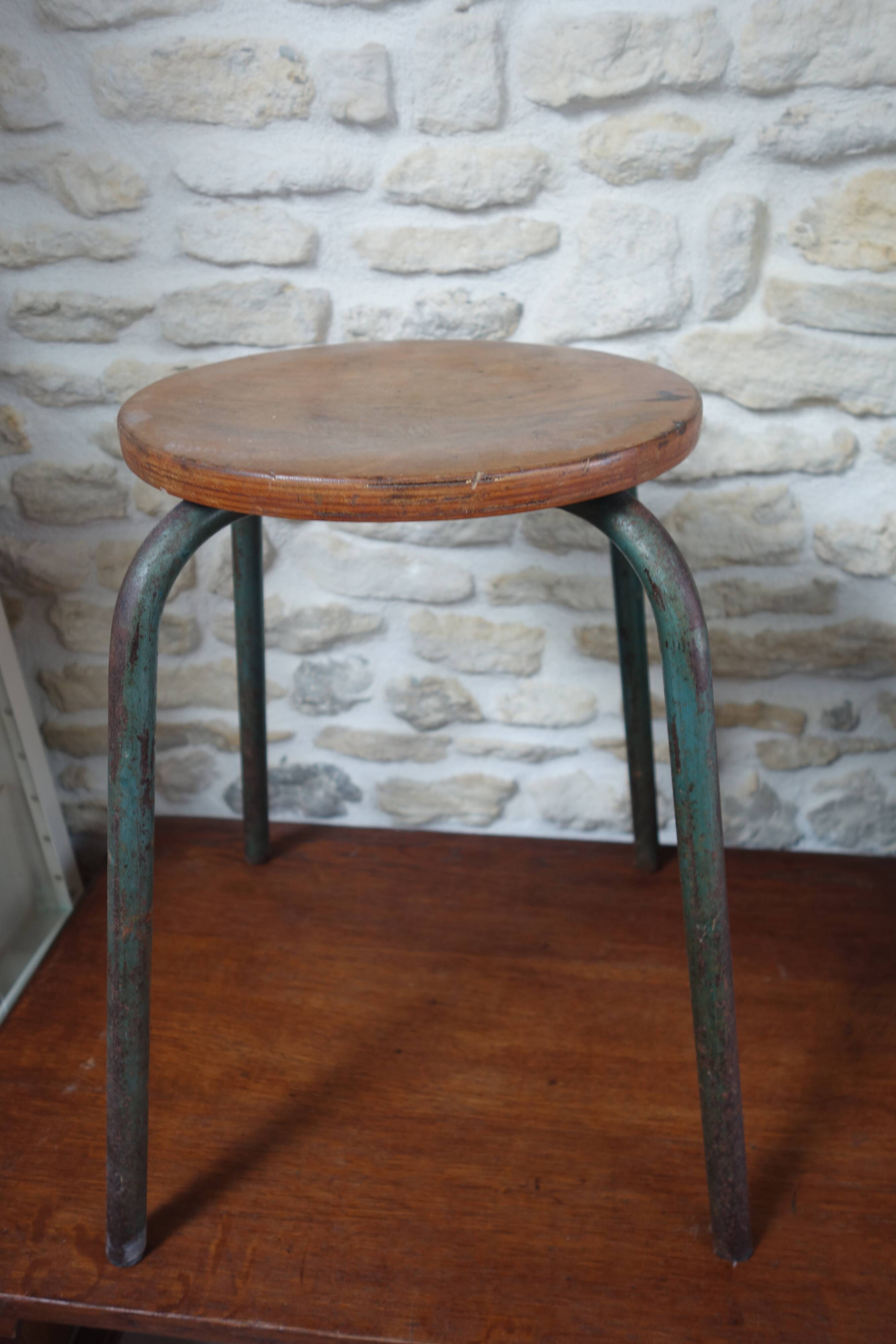 Wood and metal workshop stool