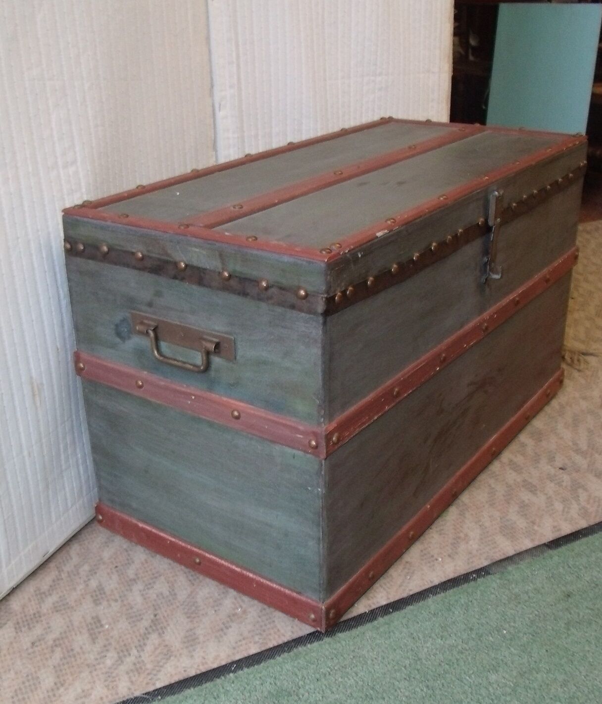 Old chest trunk wood studded