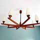 Large Scandinavian teak chandelier, Uno & Östen Kristiansson, 1960