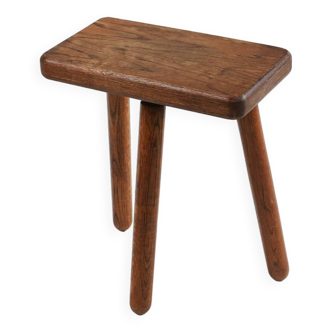 Tabouret rustique français en bois 1940