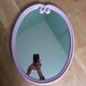 Oval mirror 49x39 frame in enamelled cast iron pink Art Deco