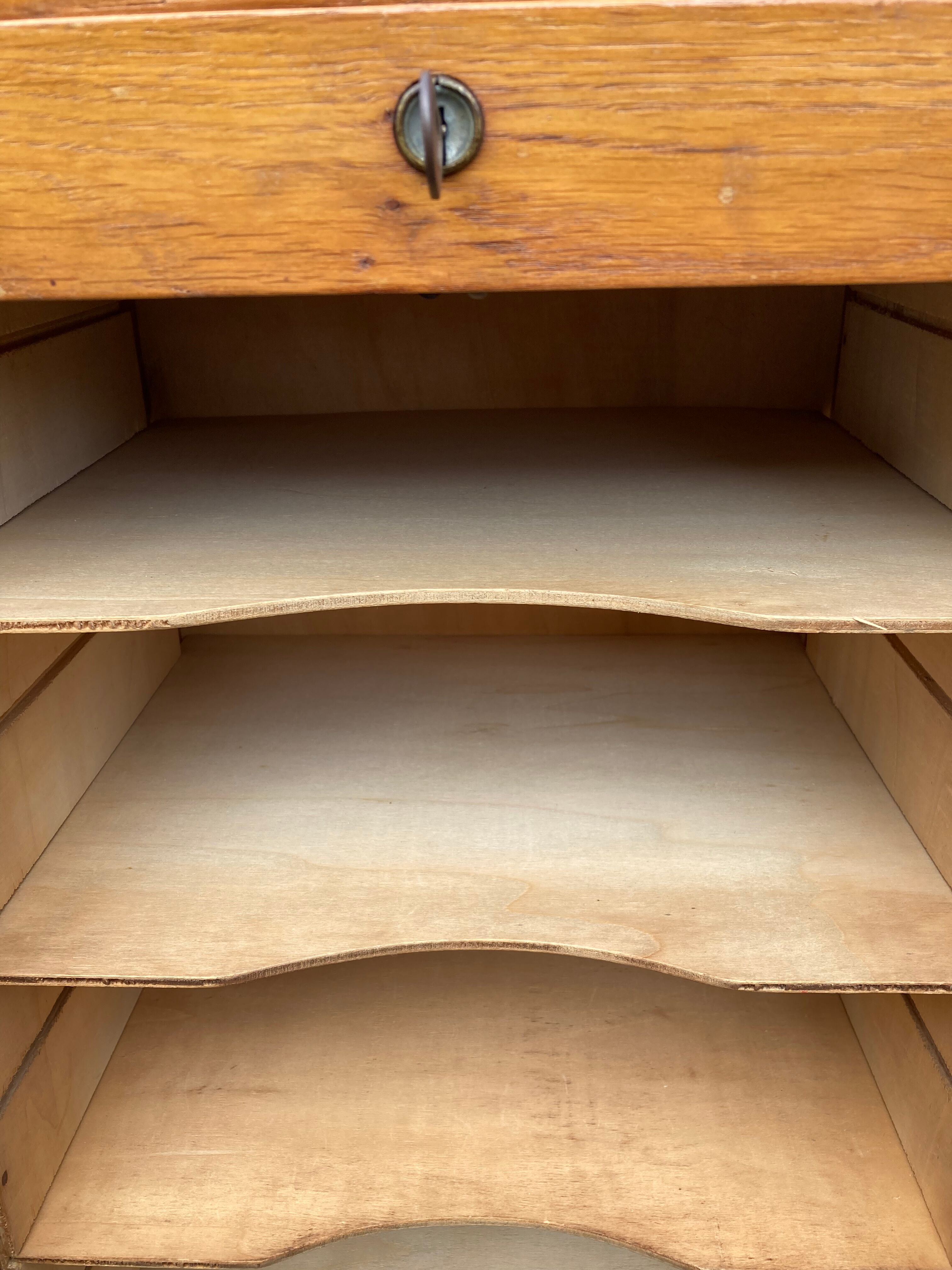 Filing cabinet with 3 curtains