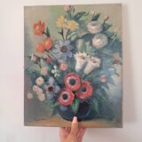 Tableau peinture nature morte fleurs