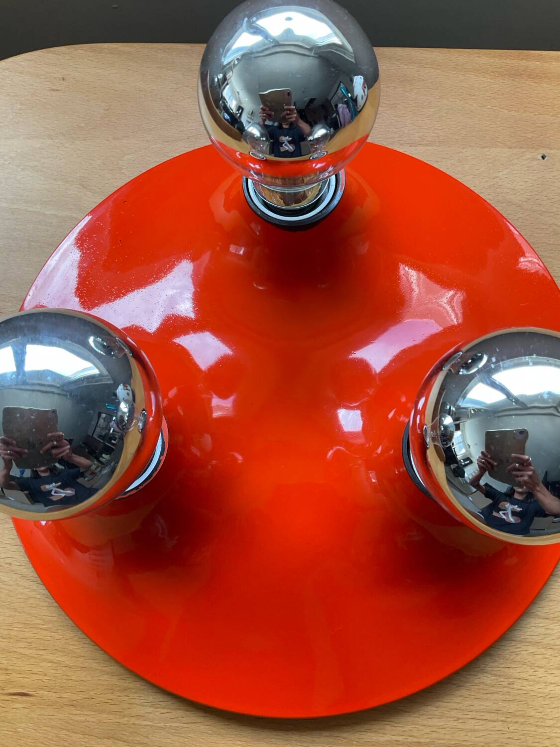 Space Age saucer wall lamp with 3 lights from the 70s