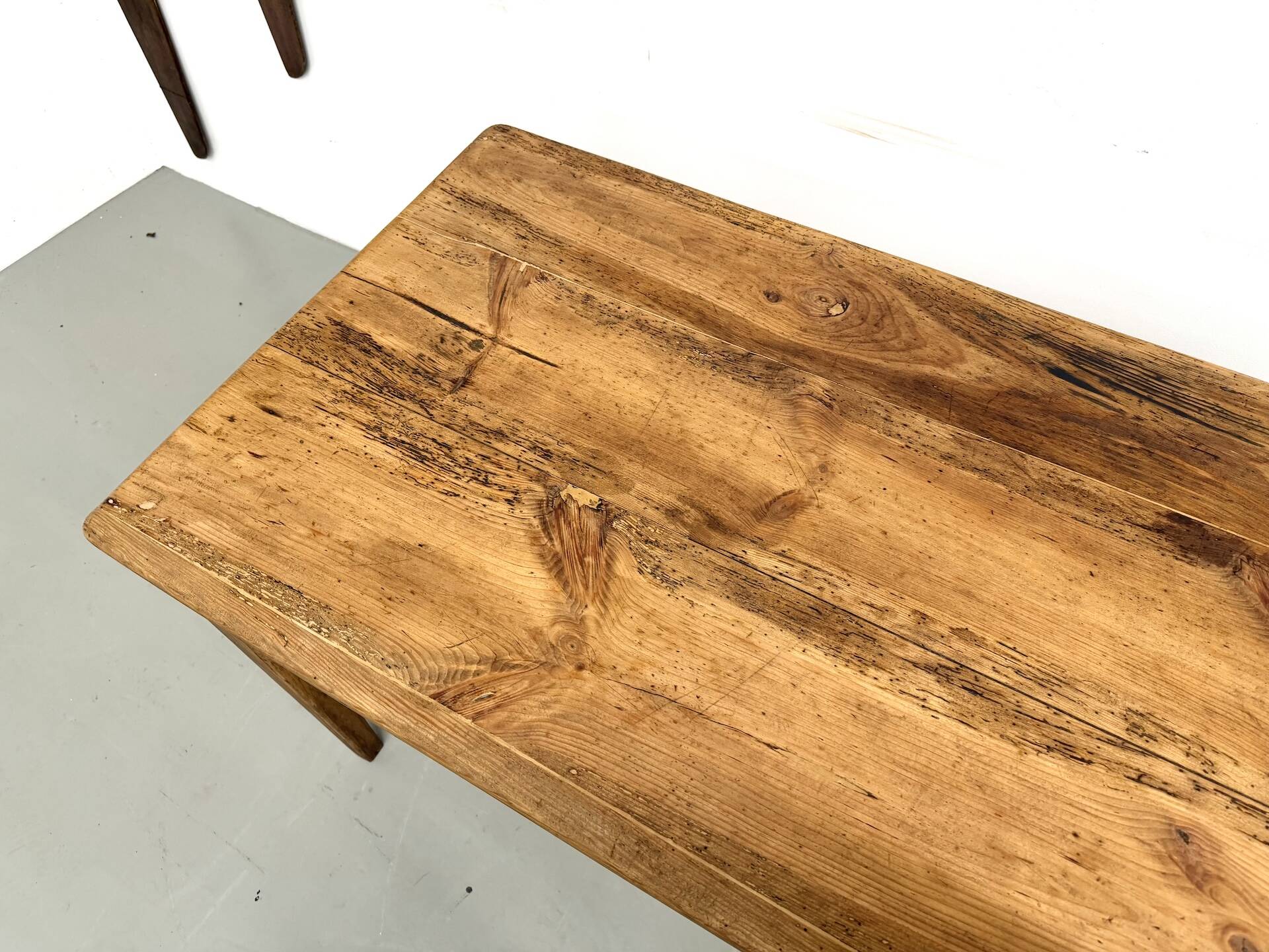 Restored pine farmhouse table