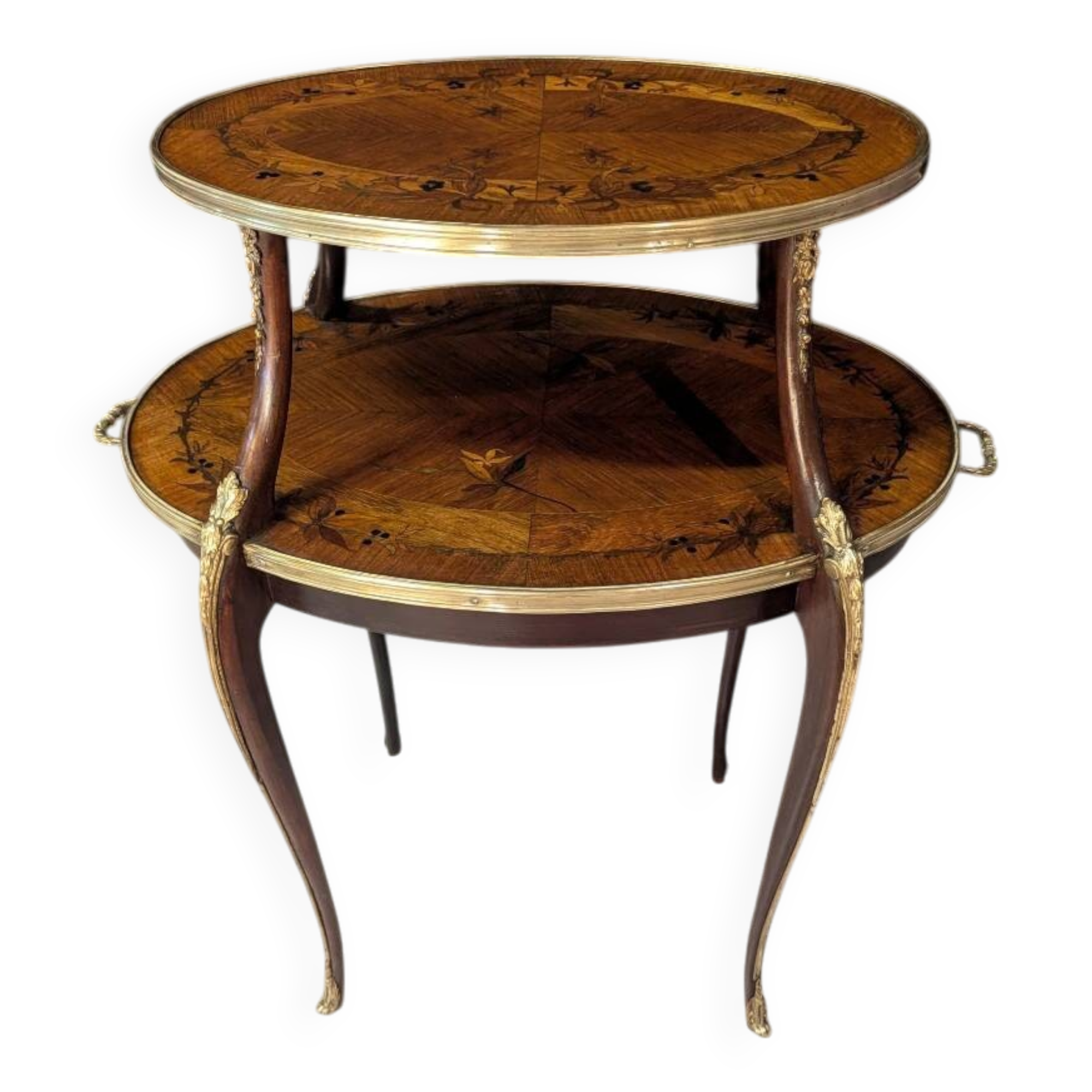 Louis XV style tea table – Marquetry and gilded bronze