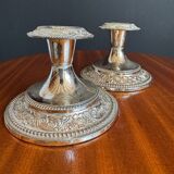 Silver-plated metal candlesticks from the 1980s.