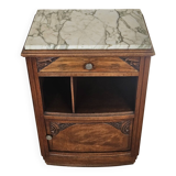 Art Deco bedside table in walnut and marble
