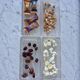Set of 4 small bevelled and striped vintage glass trays / catchalls.