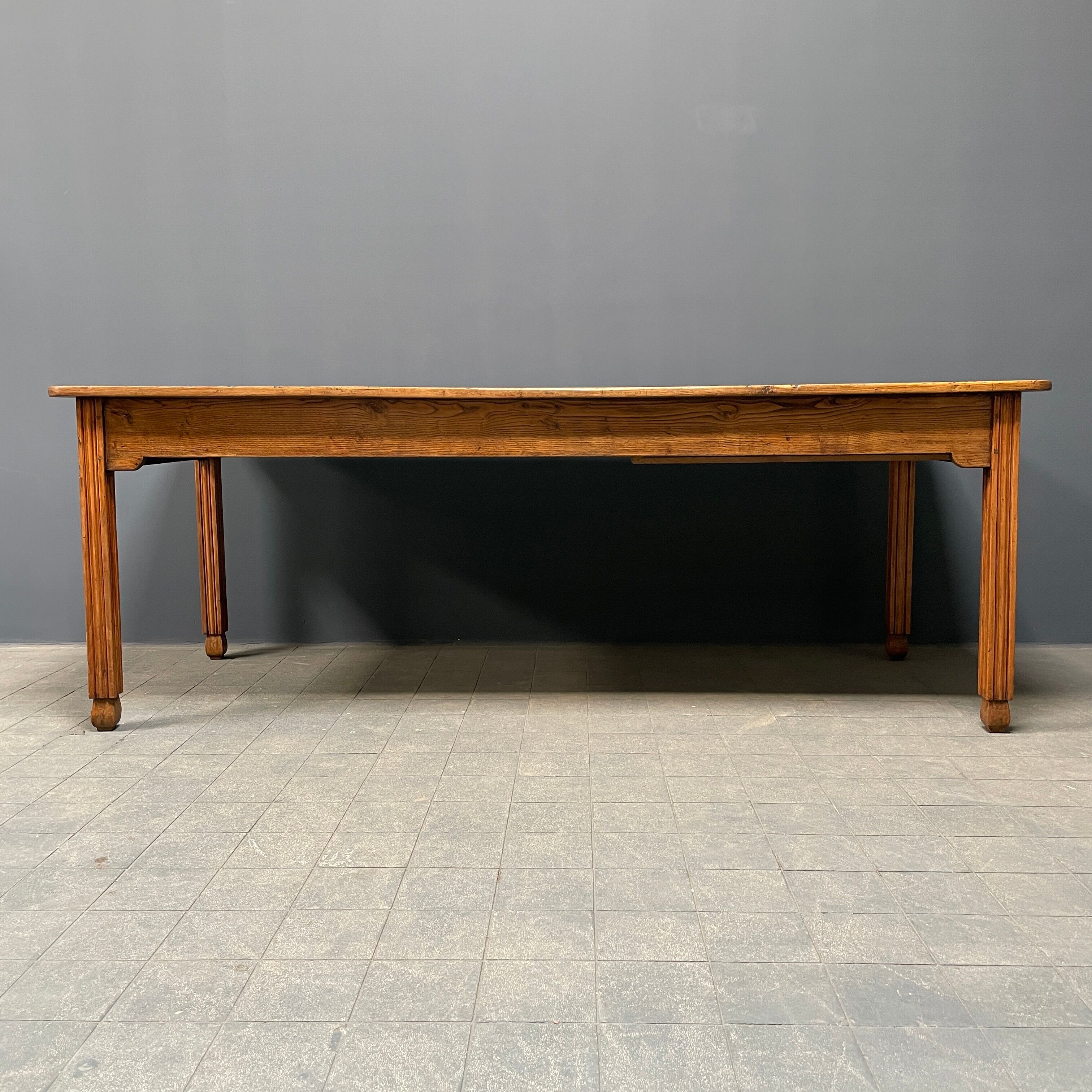 Large oak farmhouse table from France, early 1900s