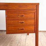 Grand bureau de direction en teck avec cuir, années 60