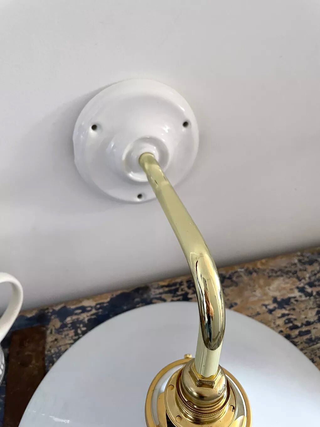 Set of two electrified white opaline wall lamps to nine