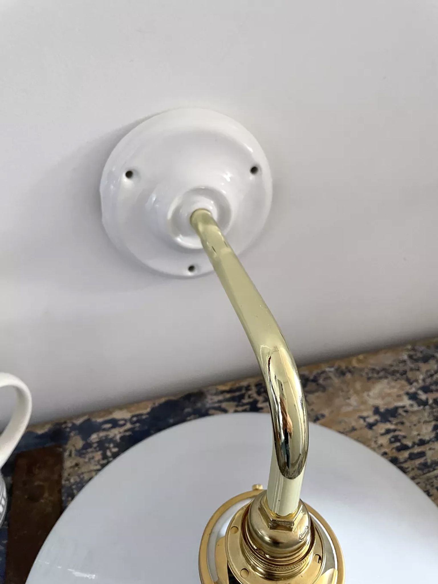 Set of two electrified white opaline wall lamps to nine