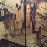 Wooden screen gilded with leaf
