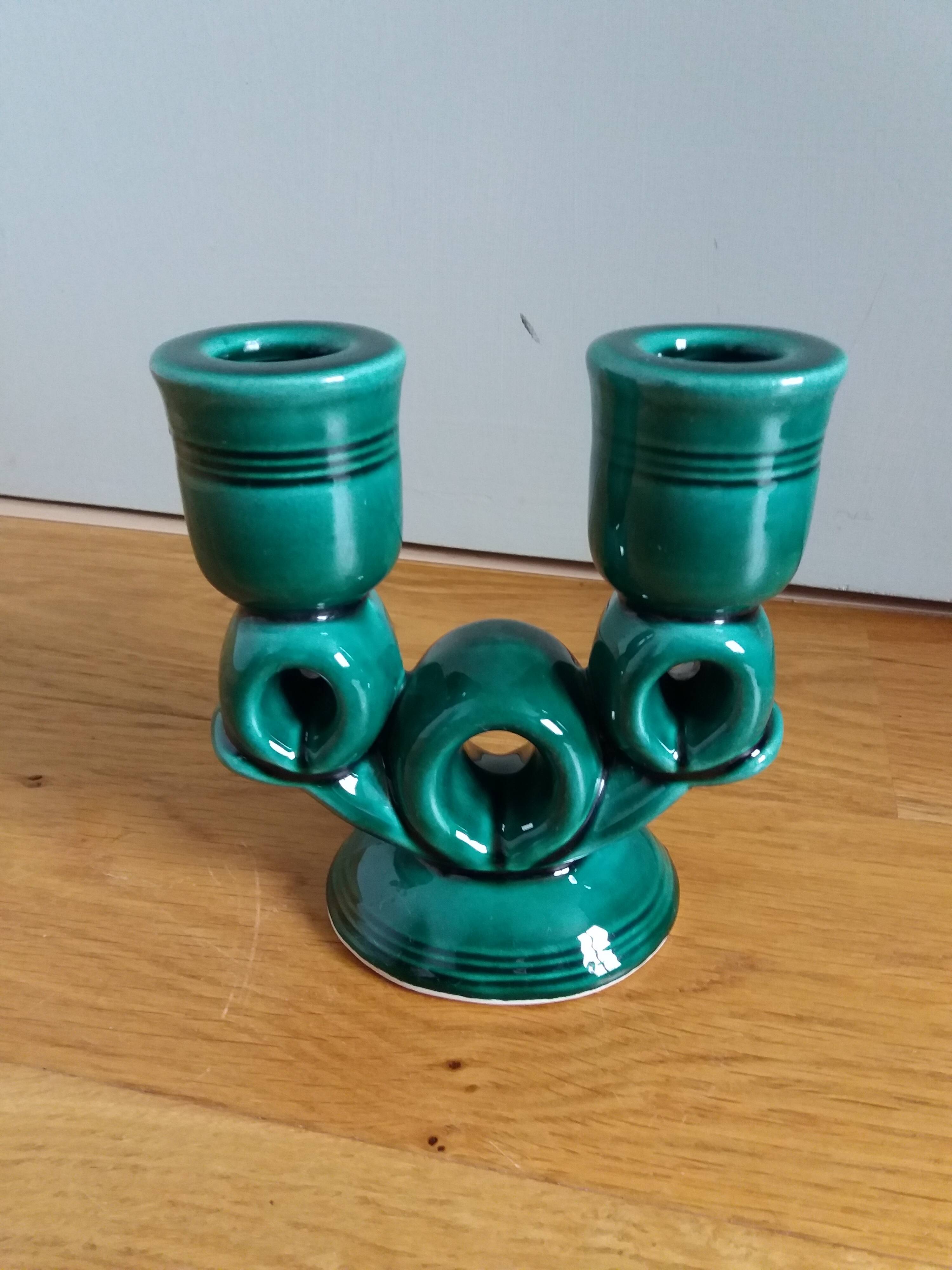 Vallauris candlestick in emerald green FPP slip