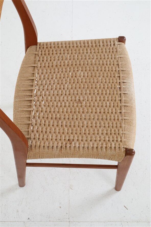 Ensemble de 6 chaises Glyngøre / Arne Wahl Iversen “GS 60” / teck / corde à papier / années 1960 / années 1970
