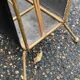 Vintage magazine rack document holder in black leather and gold metal