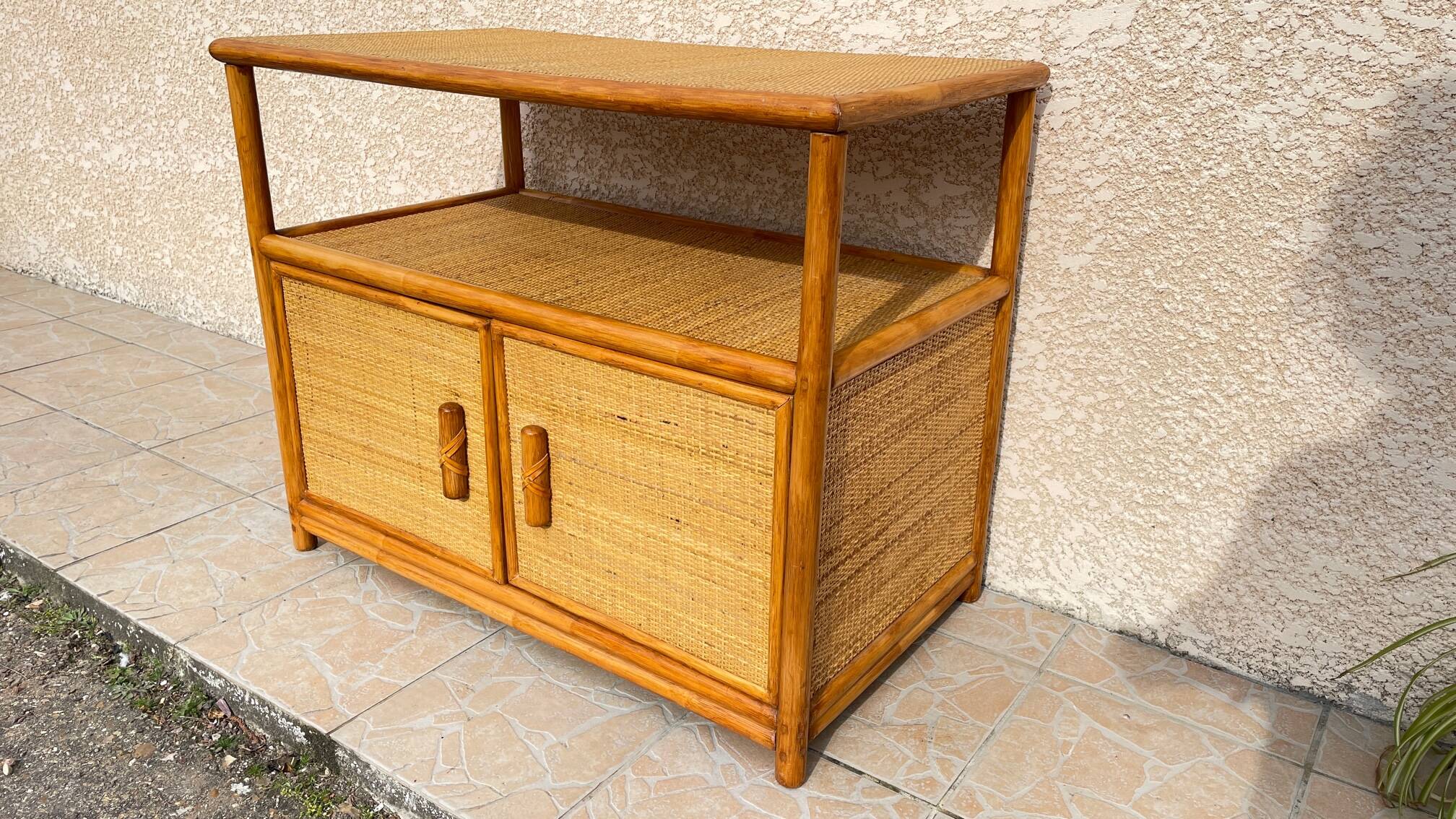Vintage 80s Bamboo Sideboard