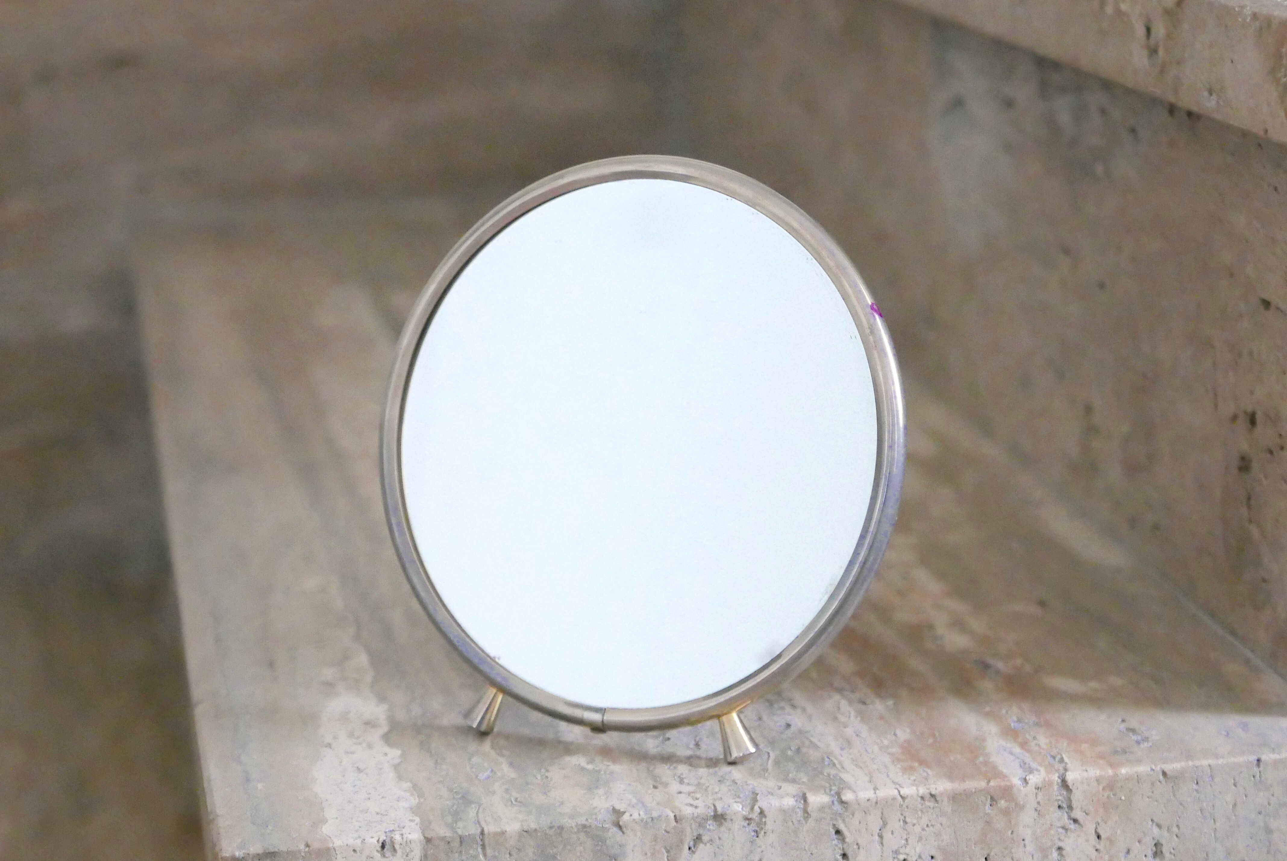 Growling round barber mirror 50s 14x24cm