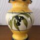 Vase signed Vallauris handmade trendy decoration of Olivier yellow, cream and blue