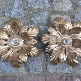 Paire d'appliques : fleurs dorées