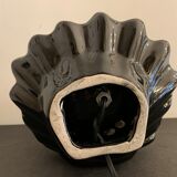 Black ceramic shell lamp and white opaline