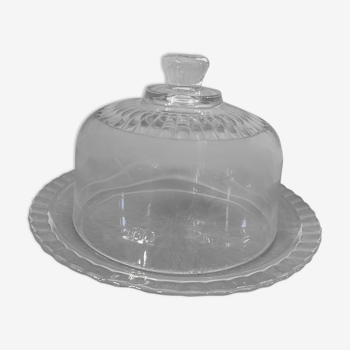 Bell and plate in transparent glass