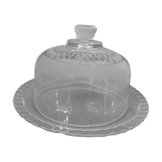 Bell and plate in transparent glass
