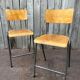 Industrial high stool Toupie in wood and metal, 1960s