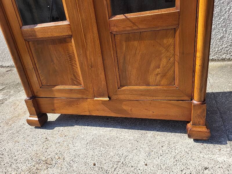 19th century empire style 2-door walnut bookcase