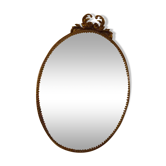 Miroir bombé de sorcière laiton doré vintage - 27x19cm