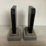 Pair of asymmetrical art deco marble bookends
