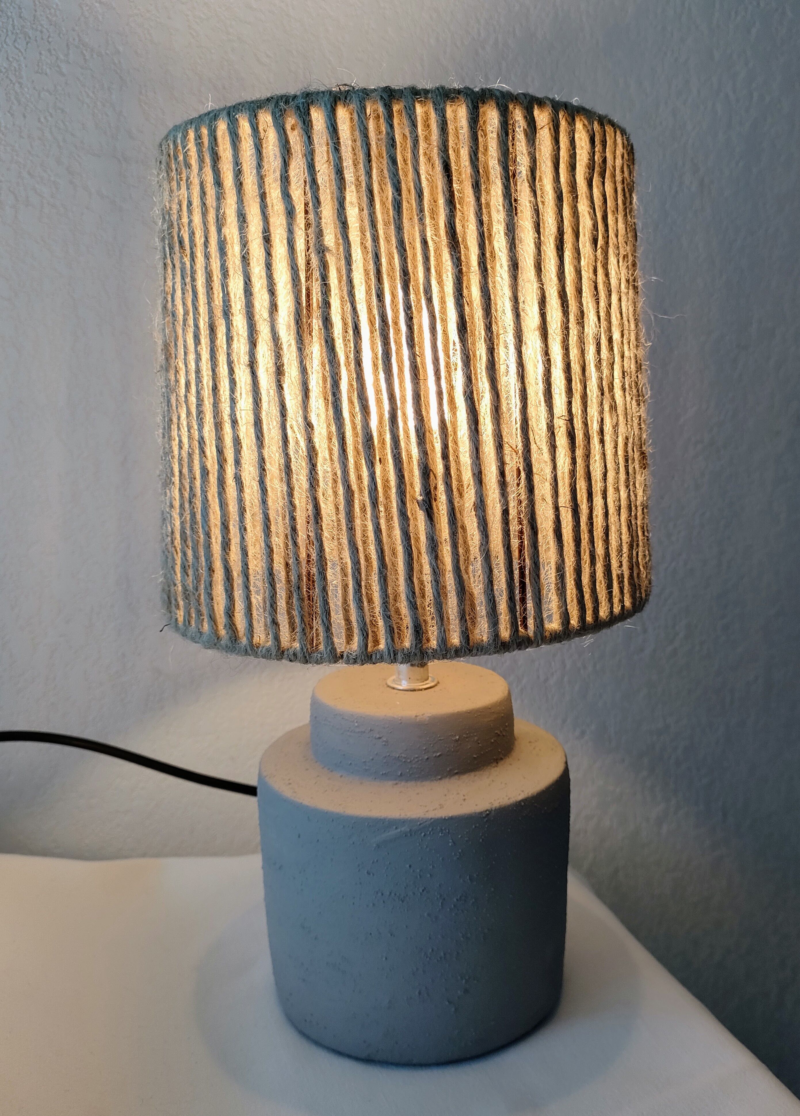 Concrete and hemp table lamp