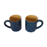 Duo of large mugs gres blue pea white