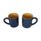 Duo of large mugs gres blue pea white