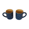 Duo de mugs grès bleu pois blanc