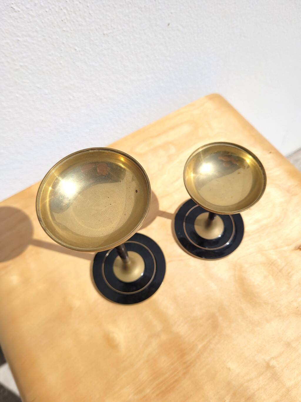 Pair of brass candlesticks or candle holders