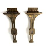 Italian Deco Style Wall Lamps in Bronze attributed to Banci, 1970s, Set of 2