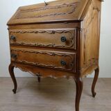 Louis XV Baroque scriban chest of drawers in solid wood, 20th century