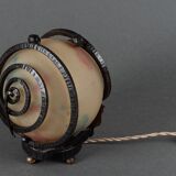 Art Deco night light lamp hammered ironwork 1930 Muller Frères