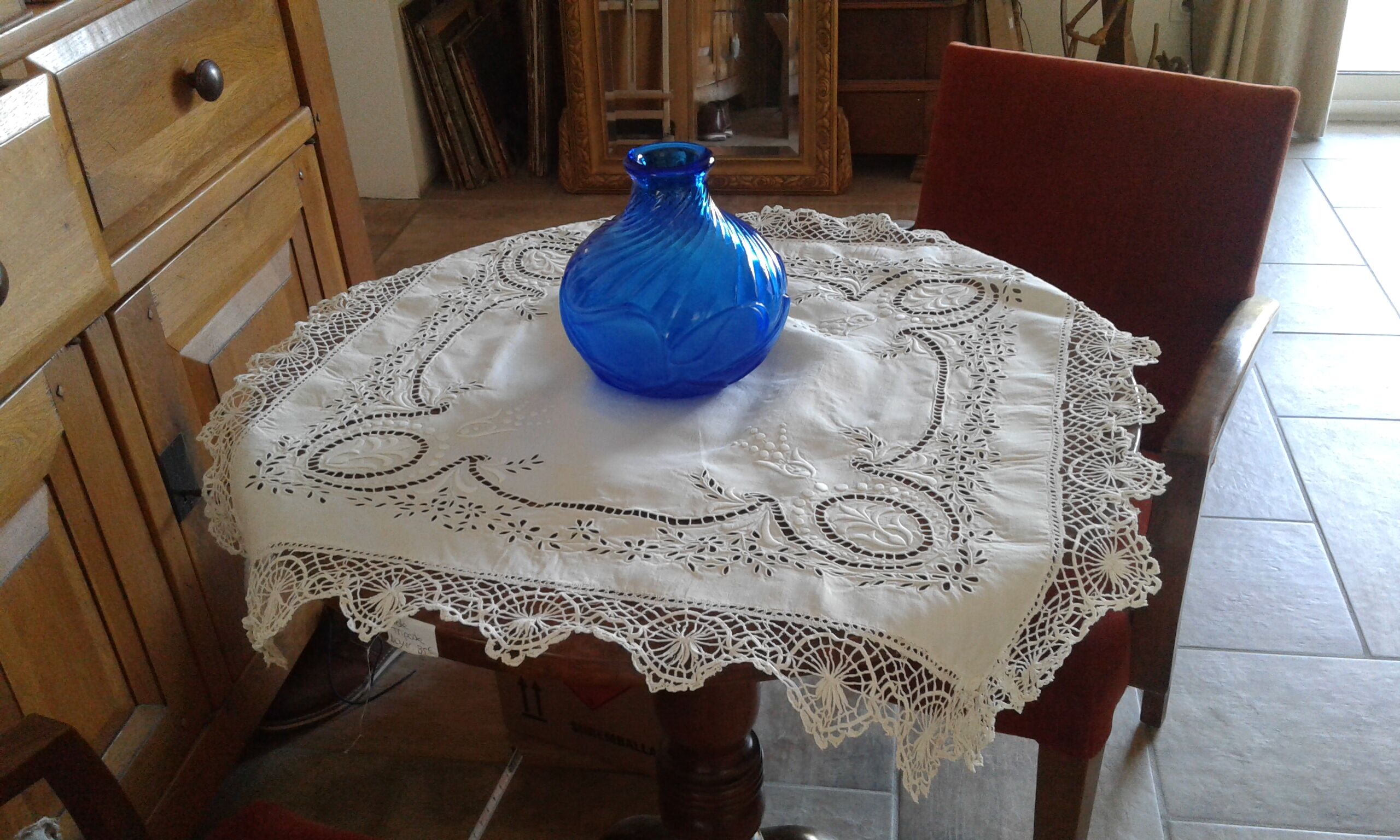 Blue glass vase. Art Deco