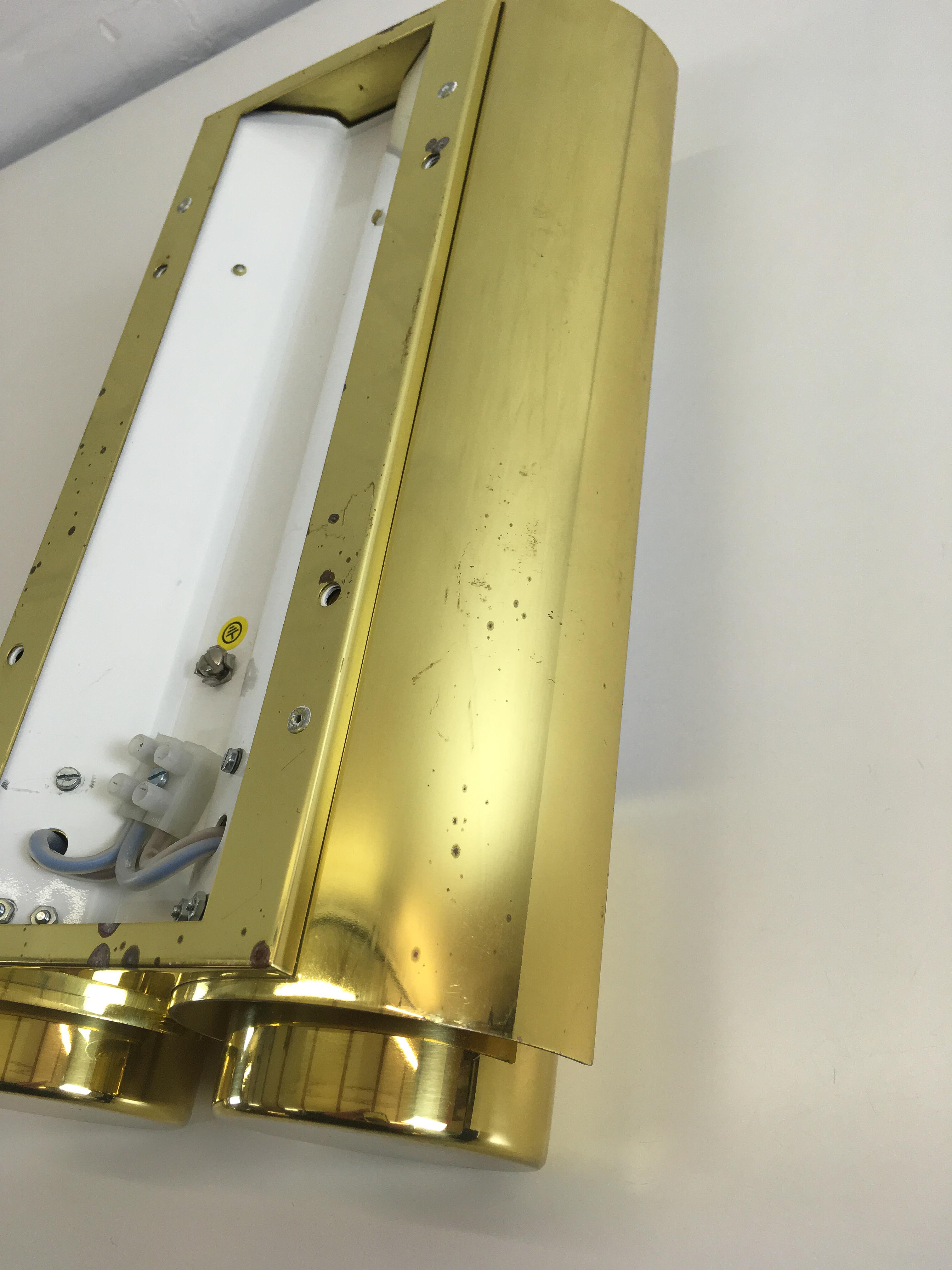 Wall lights brass & glass opal of limburg 1970 s